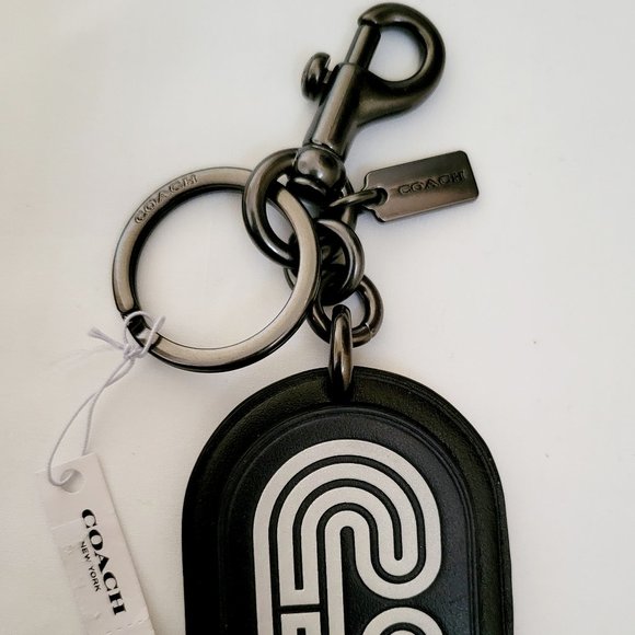 💕Host Pick💕 Coach Retro "C" Key-Fob Hangtag Bag Charm Key Ring - Picture 3 of 4